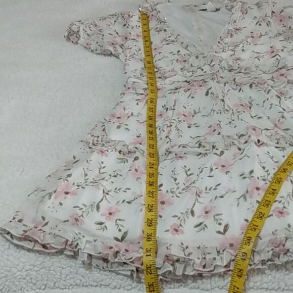 Trixxi Chiffon Dress – White/Pink Floral – Lined – NWOT – Size L - Picture 12 of 14
